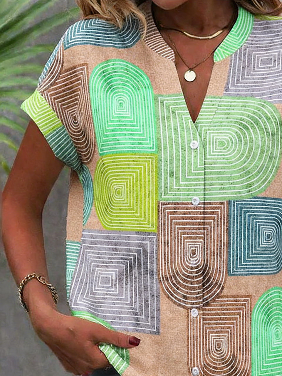 Geometric Others Loose Elegant Shirt