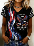 Women's Short Sleeve T-shirt Summer Black Text Letters Printing V Neck Holiday Going Out Vintage Top