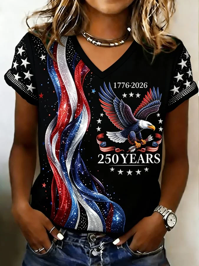 Women's Short Sleeve T-shirt Summer Black Text Letters Printing V Neck Holiday Going Out Vintage Top