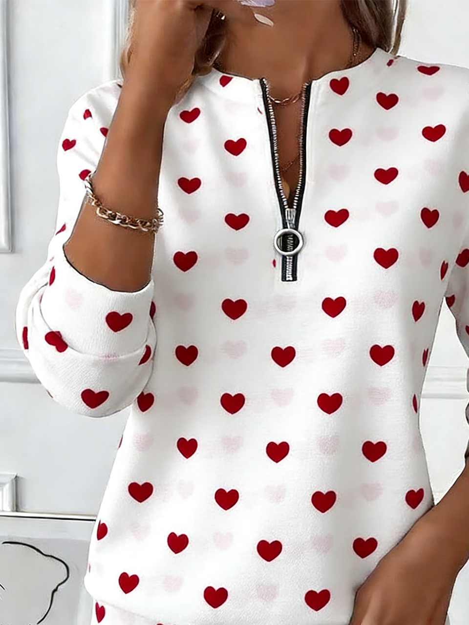 Casual Loose Heart/Cordate Sweatshirt