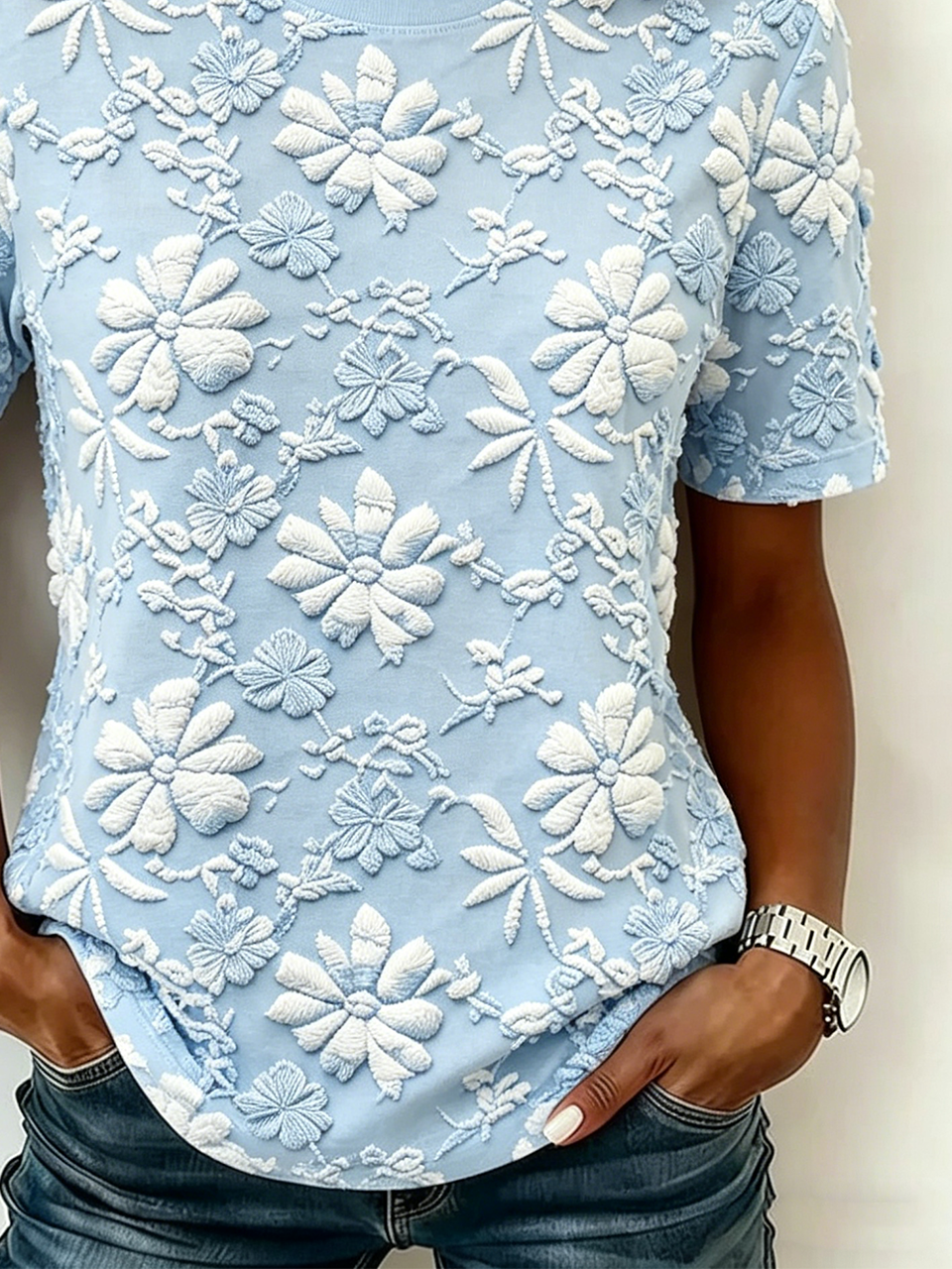 Cotton Casual Crew Neck T-Shirt