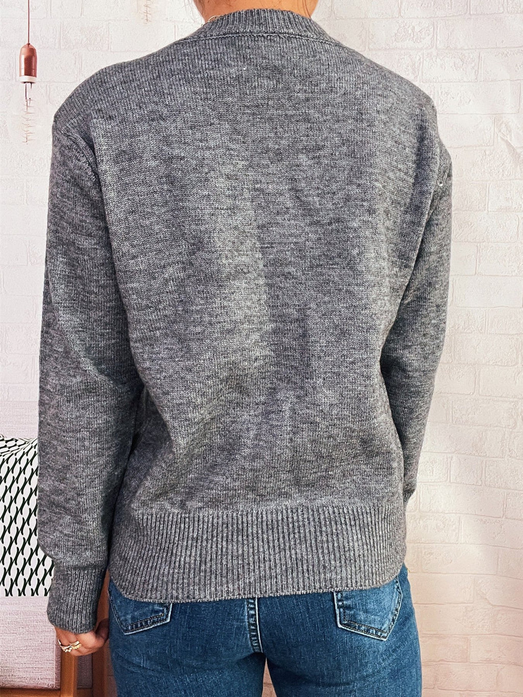 Crew Neck Casual Cotton Cardigan