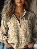 Casual Shawl Collar Cotton Paisley Shirt