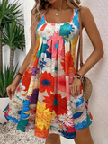 Abstract Print Casual U-Neck Summer Going Out Casual Dress