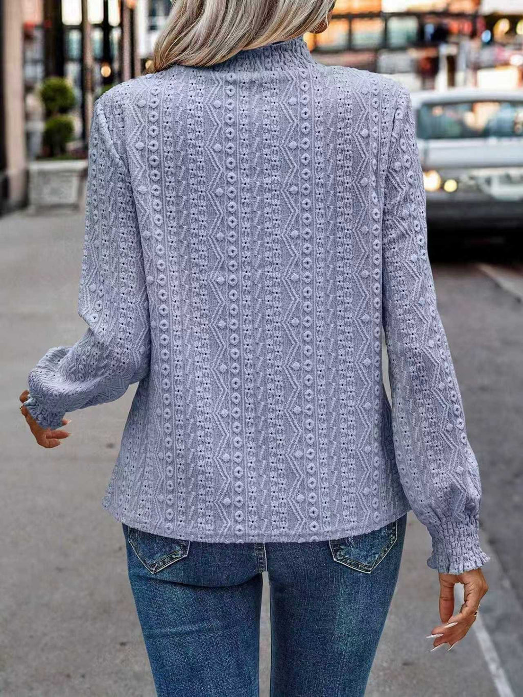 Loose Puff Sleeve Stand Collar Elegant T-Shirt