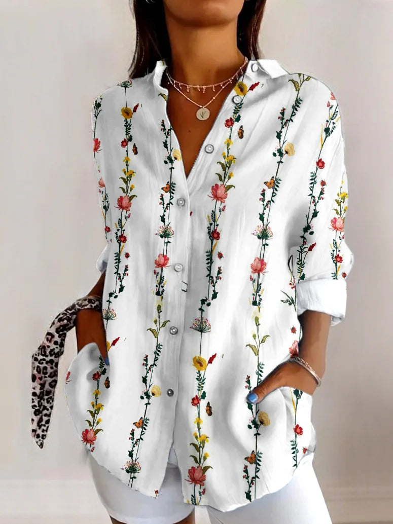Regular Fit Geometric V Neck Casual Shirt