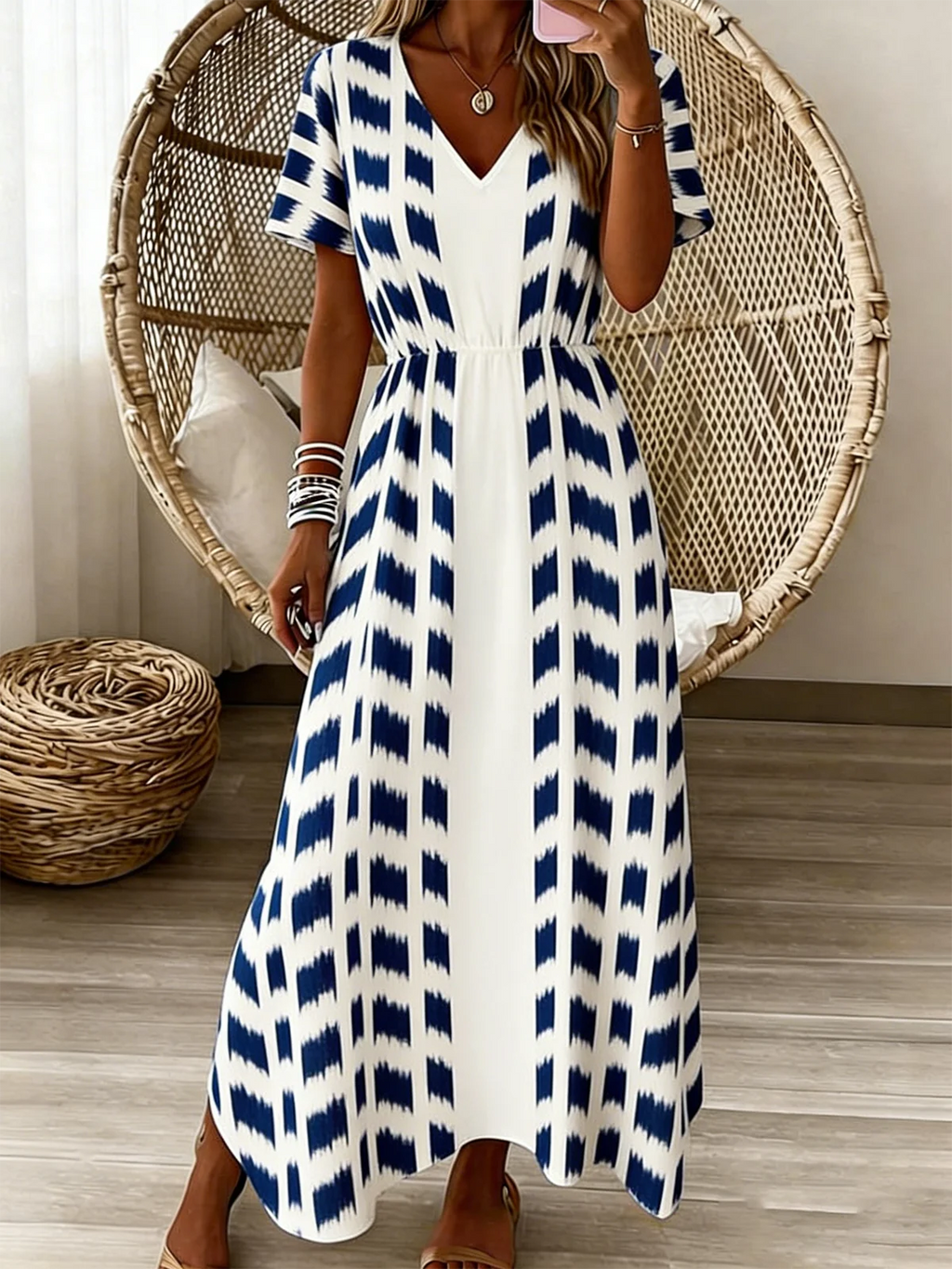 Vintage Linen Blend Dress With No