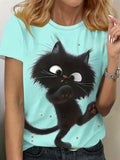Cat Print Casual T-Shirt