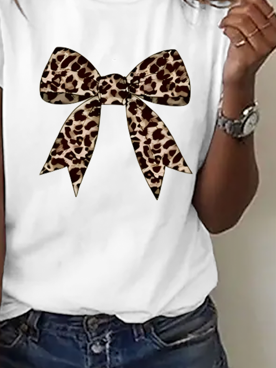 Leopard Casual Crew Neck Loose T-Shirt