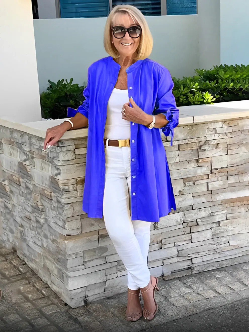 Women's Shirt Jacket Single-Breasted Temperament Commuting Solid Color Long-Sleeved Cotton Cardigan
