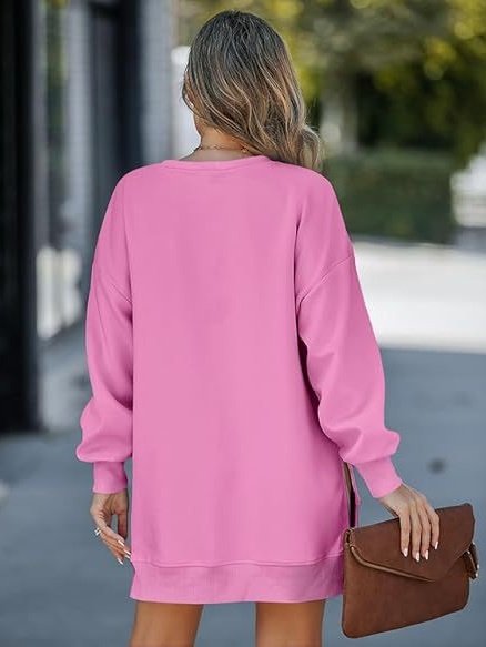 Crew Neck Split Joint Plain Lady Romance Sweatshirt