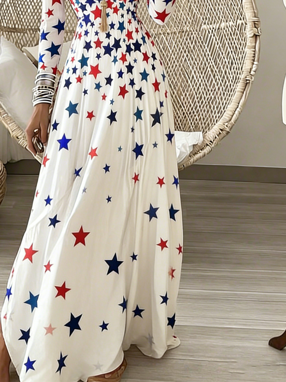 Regular Fit Vintage V Neck Dress With No