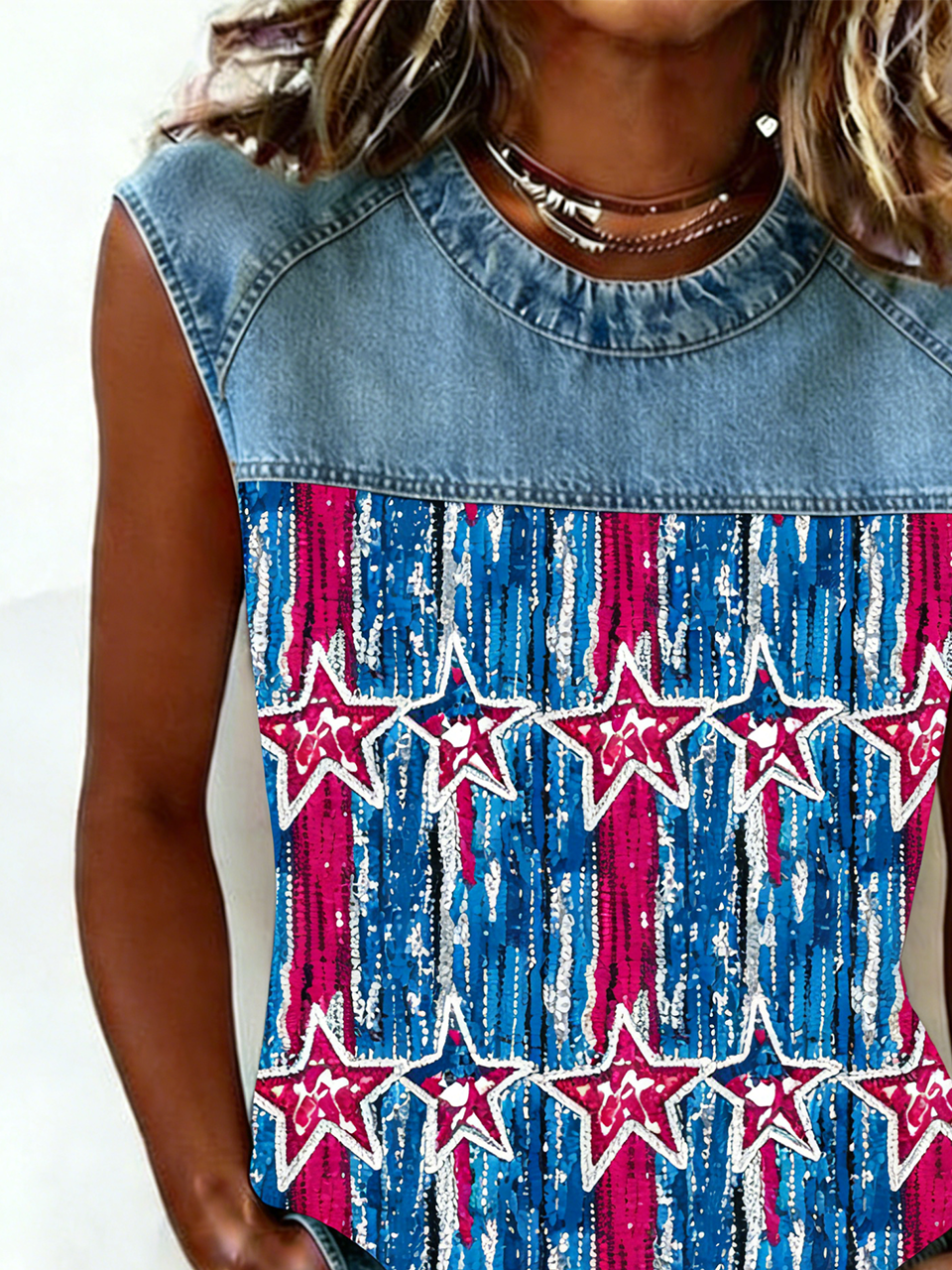 Crew Neck Vintage Loose Tank Top