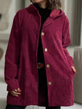 Casual Buttoned Plain Hoodie Jacket