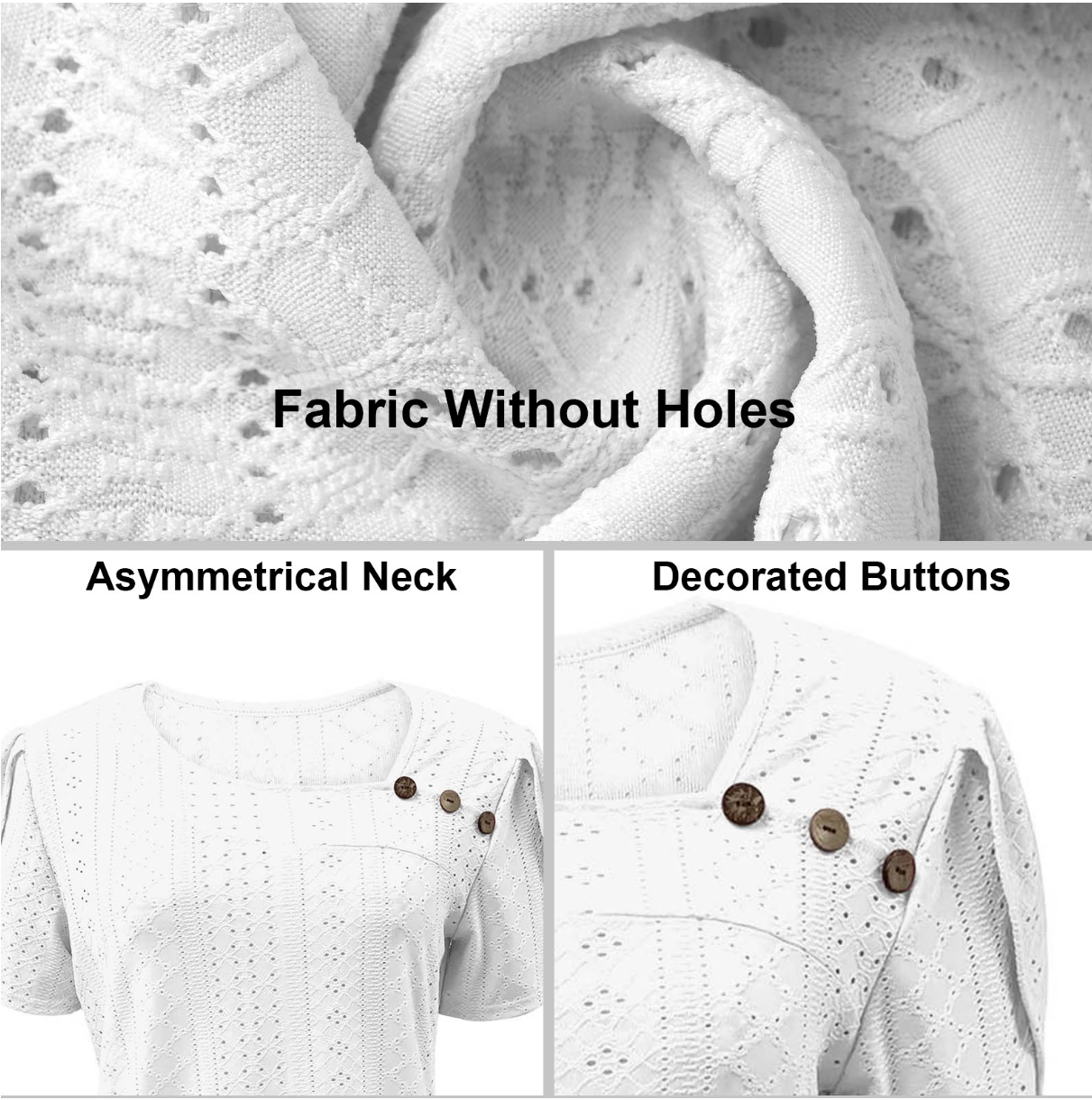 Asymmetrical Neck Button Short Sleeve Summer Going Out Casual T-Shirt