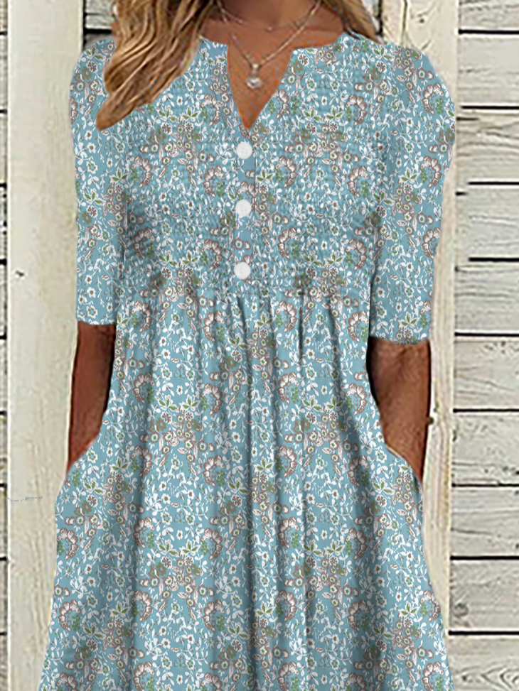 Casual Loose Floral Vacation Dress