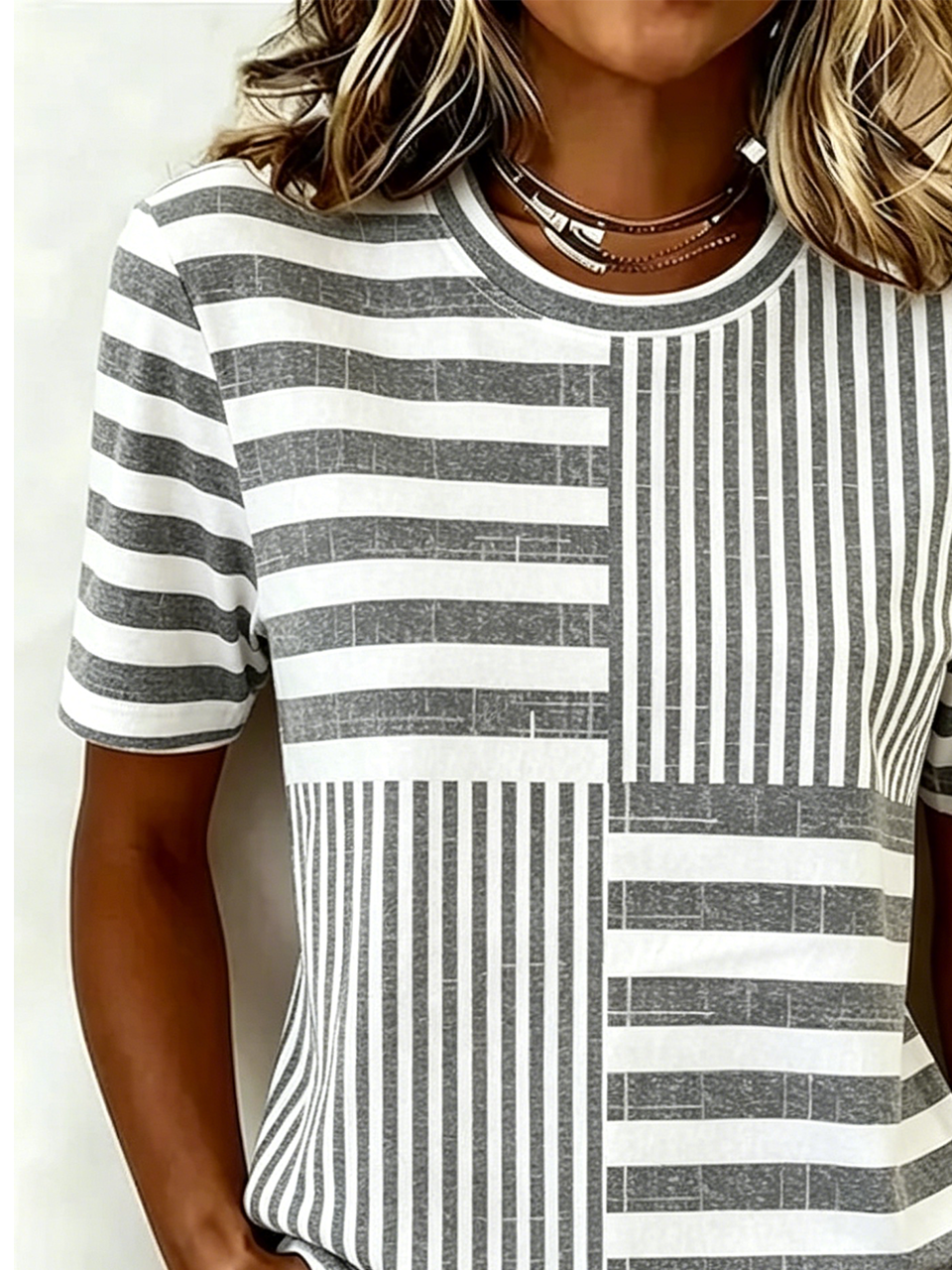 Striped Casual Cotton-Blend T-Shirt