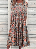 Women's Short Sleeve Summer As Picture Floral Printing Crew Neck Daily Going Out Casual Maxi H-Line Shift Dress Dress