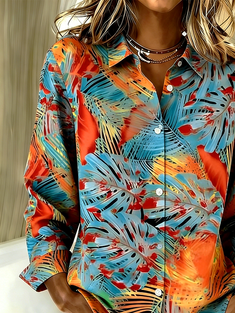 Tree Shirt Collar Vintage Loose Shirt