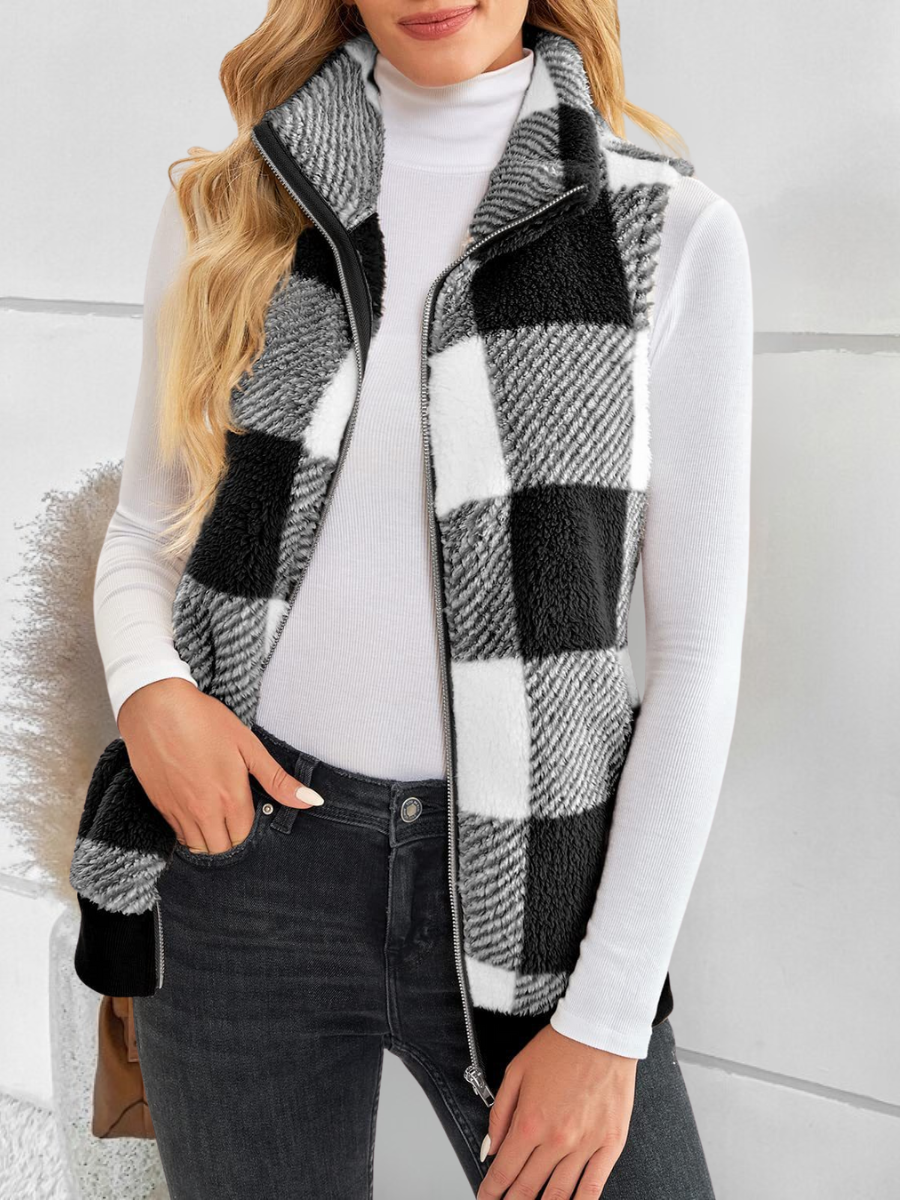 Polyester Cotton Stand Collar Elegant Vest