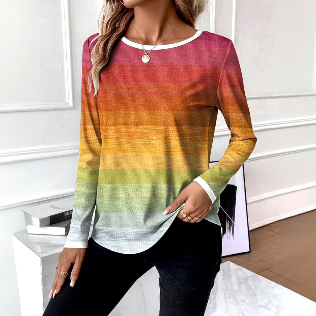 Crew Neck Casual Striped T-Shirt