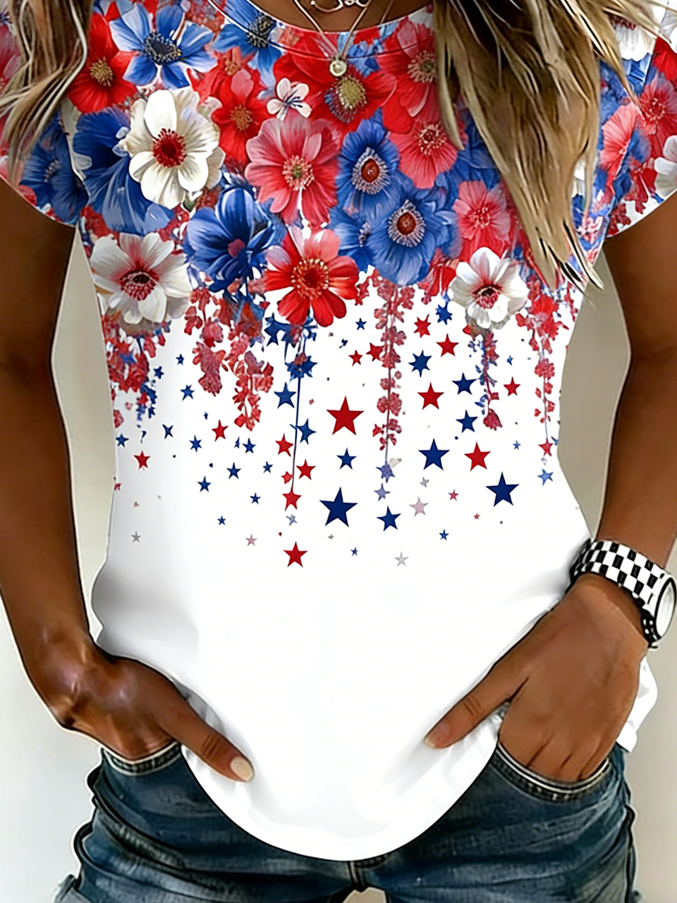 Casual Loose Cotton Crew Neck T-Shirt