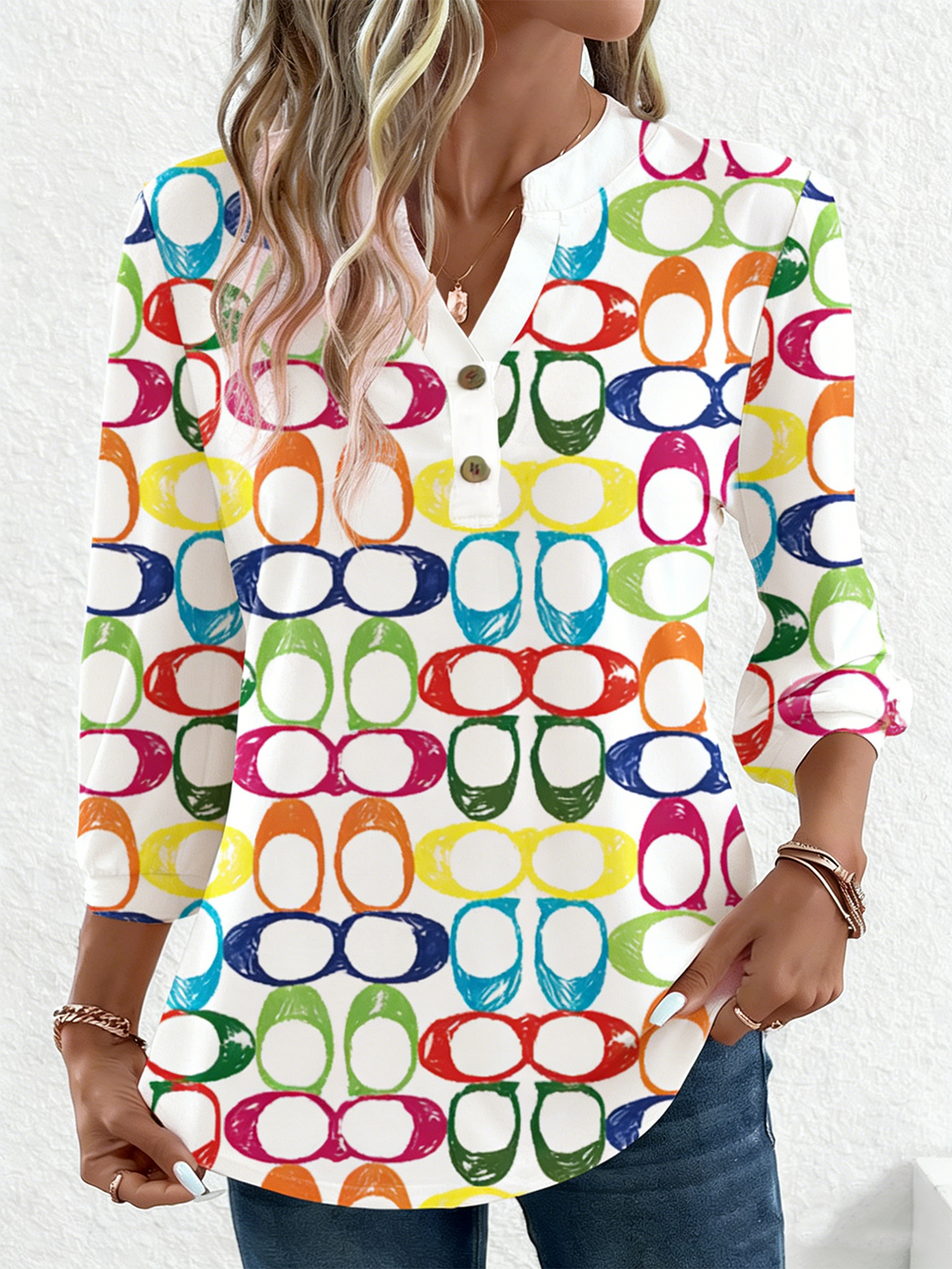 Loose V Neck Elegant Cotton T-Shirt