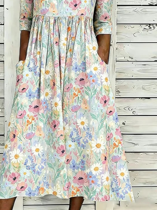 Loose Casual Crew Neck Dress With No