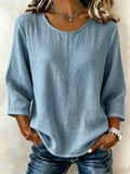 Linen Blend Plain Vintage Shirt