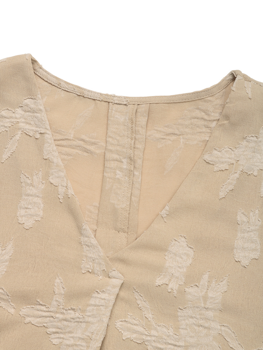 Vintage V Neck Batwing Sleeve Jaquard Fabric Loose Casual Blouse