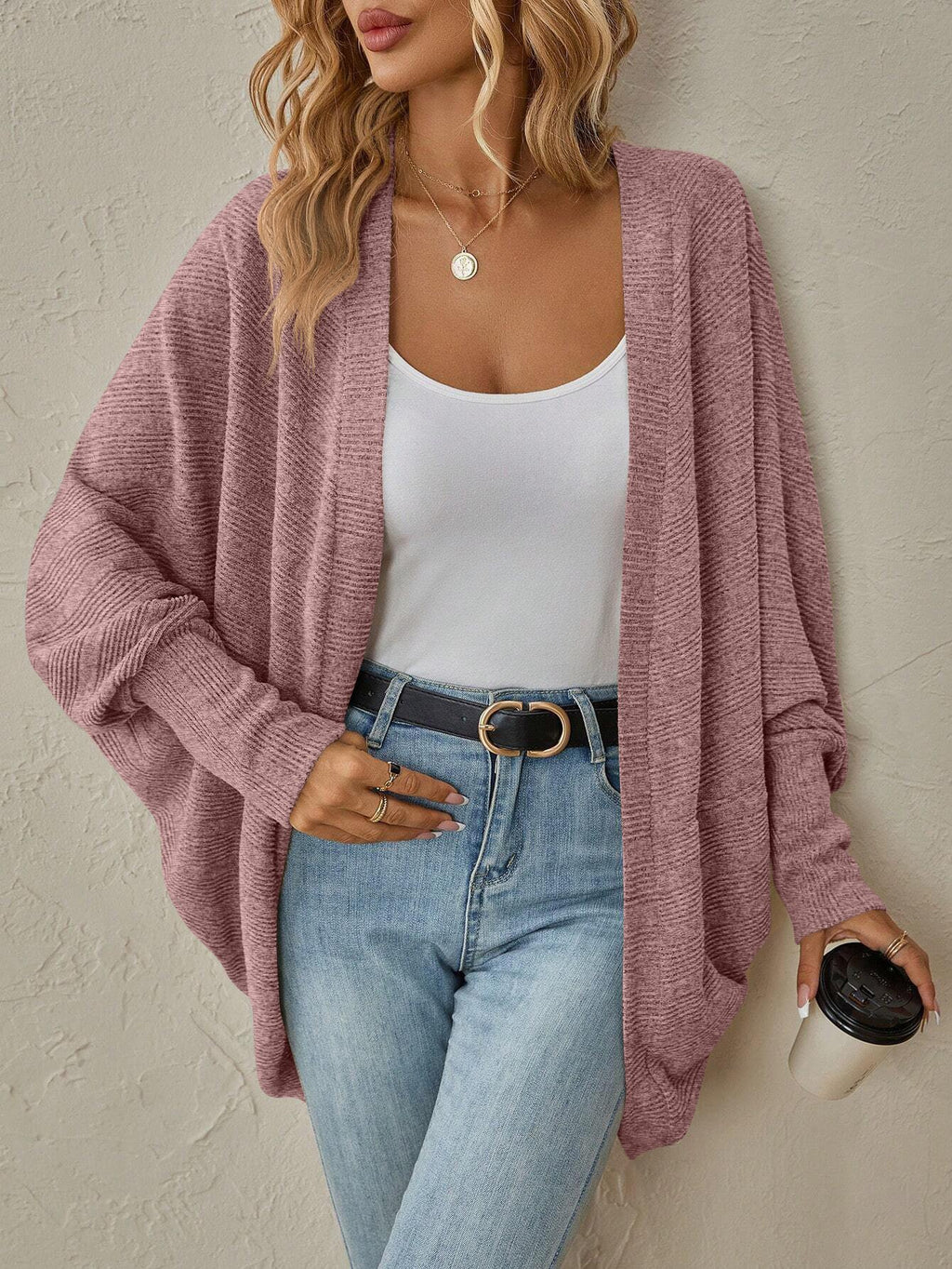 Vintage Wrap Solid Color Mid-length Knitted Cardigan