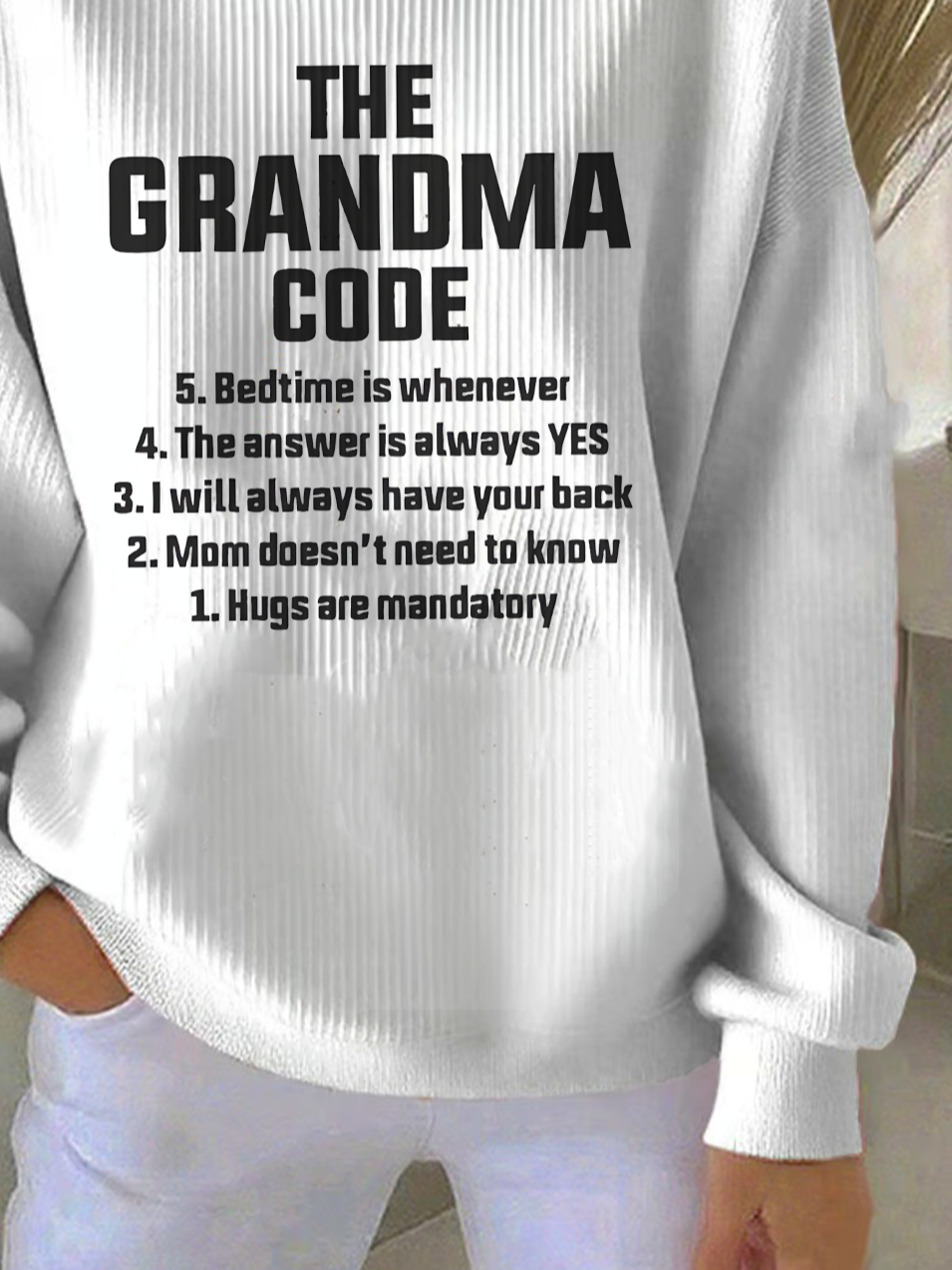Cotton-Blend Crew Neck Letter Pattern Vintage Sweatshirt