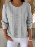 Cotton Vintage Crew Neck Geometric Sweater