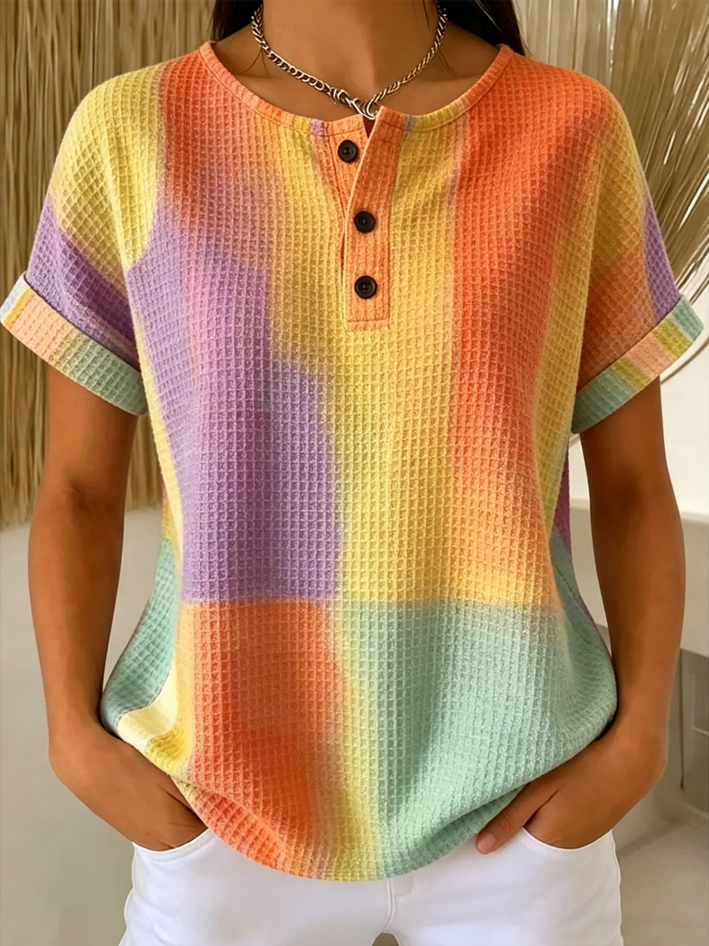 Geometric Vintage Loose Others T-Shirt