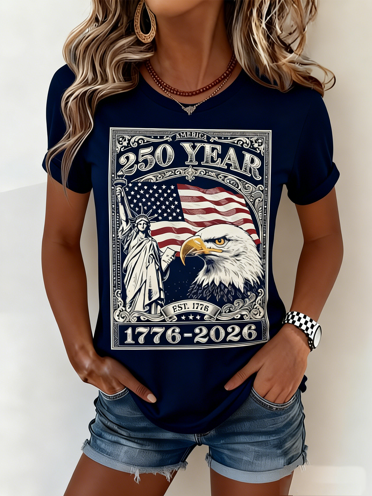 250th anniversary Cotton Regular Fit Independence Day Casual T-Shirt