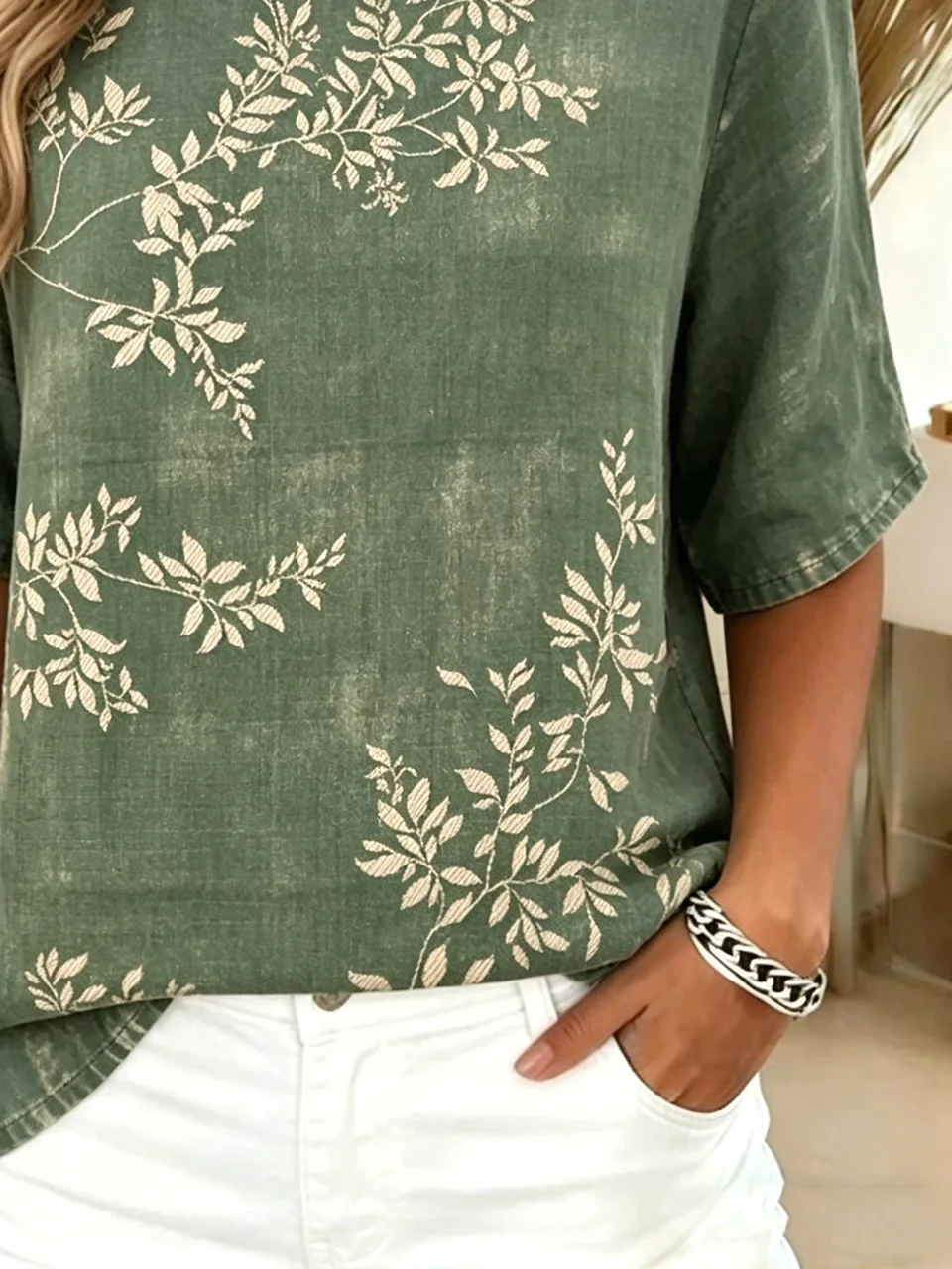 Cotton-Blend Vintage Crew Neck T-Shirt