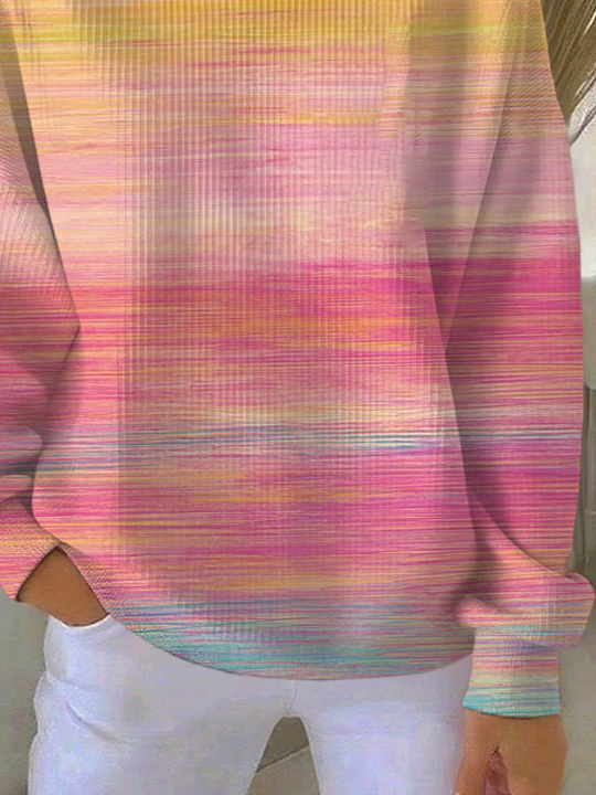 Crew Neck Casual Abstract Printing Sweatshirt