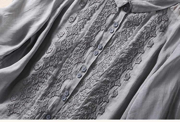 Elegant Linen Blend Shawl Collar Shirt