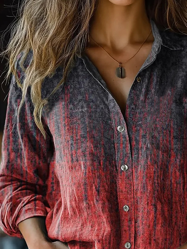 Women's Vintage Ethnic Floral Print Casual Long Sleeve Comfort Shirt