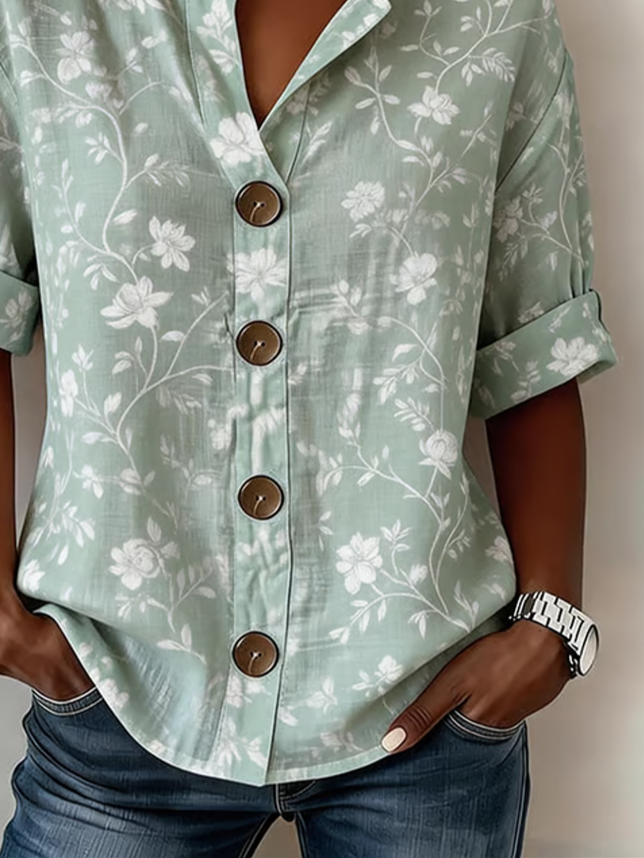 Loose Linen Blend Stand Collar Vintage Shirt
