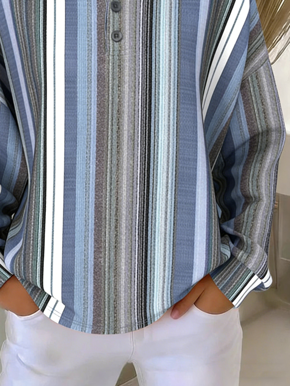 Casual Loose Others Striped Sweatshirt