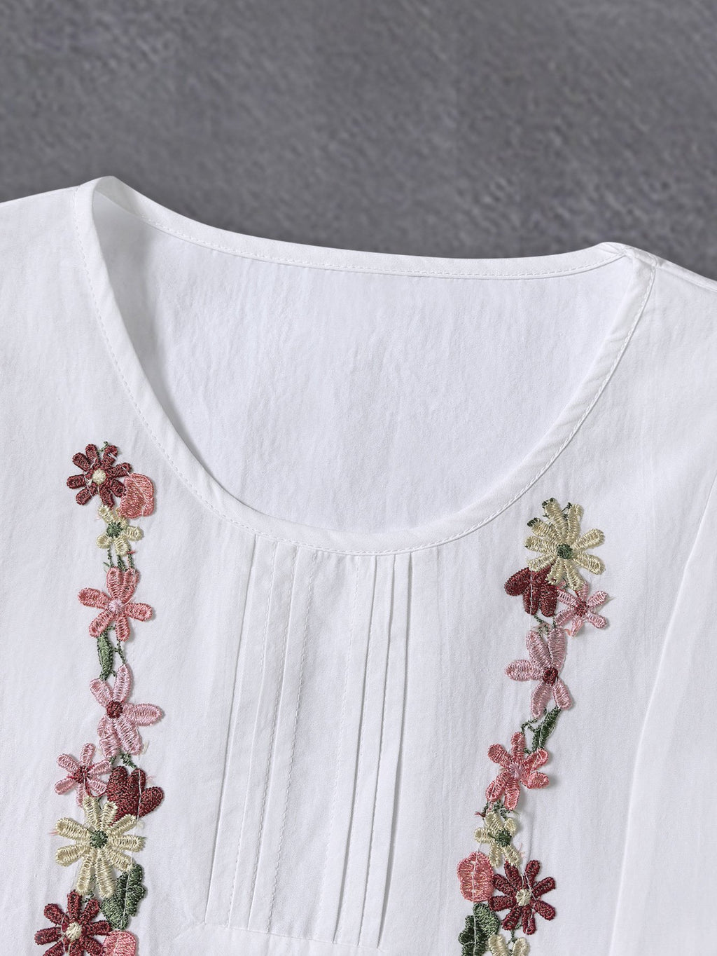 Women's Long Sleeve Shirt Spring/Fall White Floral Split Joint Cotton Crew Neck Daily Going Out Casual Top