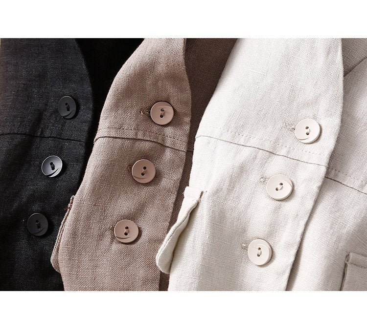 Cotton And Linen Others Loose Elegant Vest
