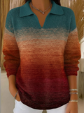 Women's Abstract Print Casual Lapel Sweater