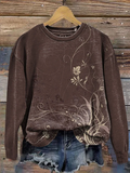Crew Neck Casual Floral Printing Sweatshirt