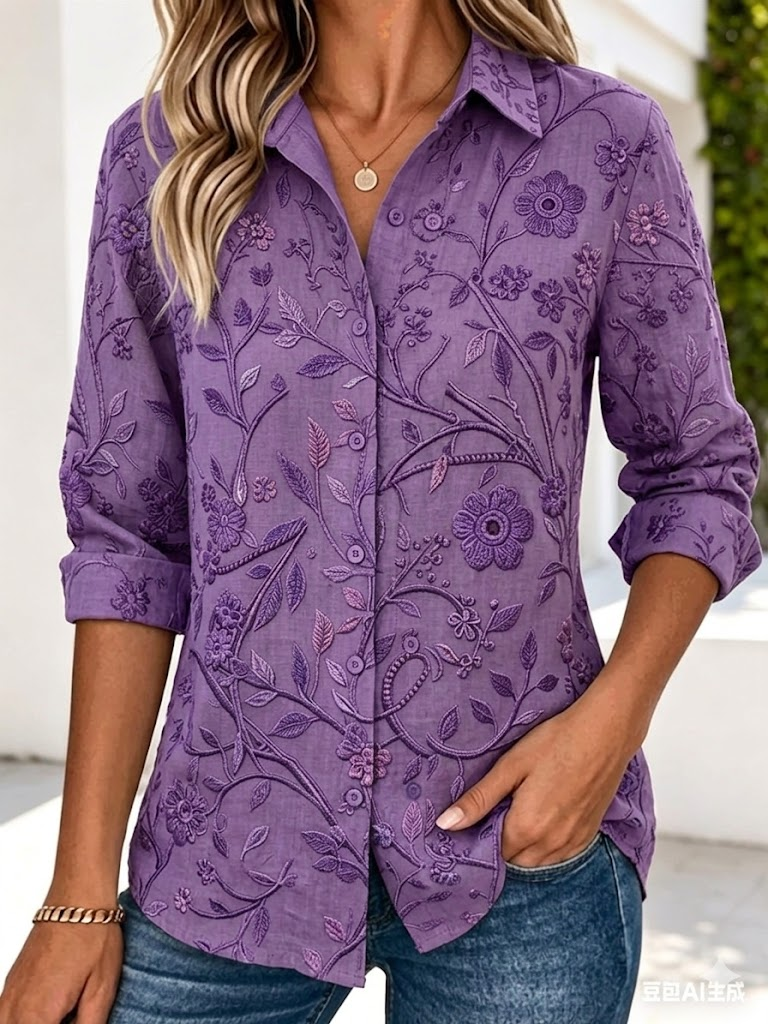 Simple Botanical Pattern Shirt