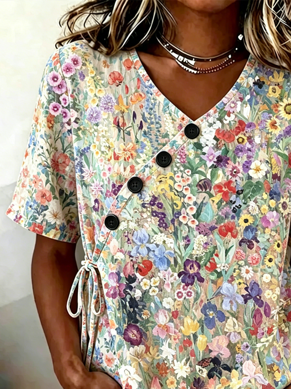 Loose Crew Neck Floral Vintage Shirt