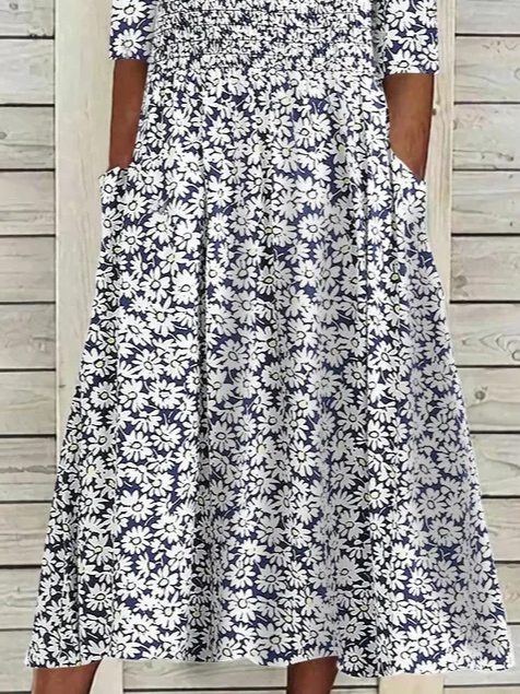 Women's Short Sleeve Summer As Picture Floral Printing Crew Neck Daily Going Out Casual Maxi H-Line Shift Dress Dress