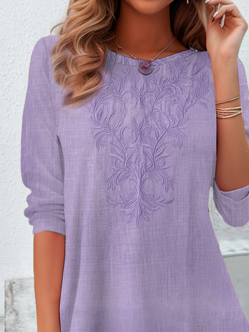 Women's Long Sleeve T-shirt Spring/Fall Purple Floral Jersey Crew Neck Daily Going Out Casual Top