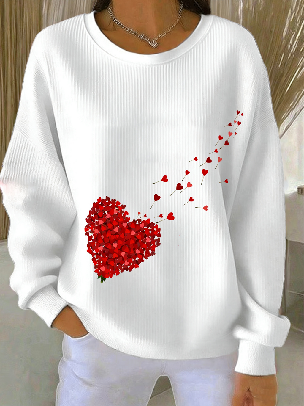 Cotton-Blend Crew Neck Vintage Sweatshirt